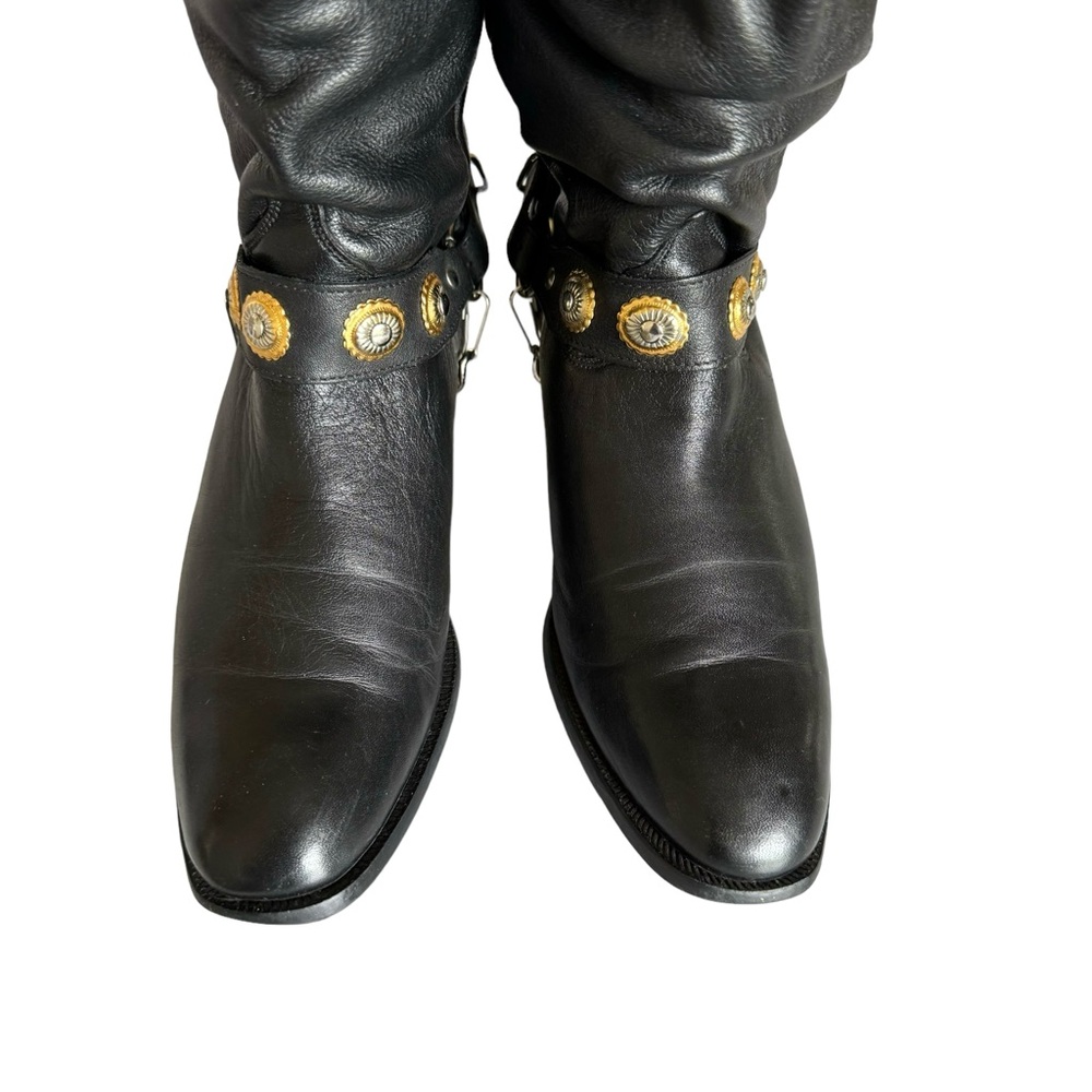 Dingo Olivia Harness Boots Black Leather Western Cowboy - Picture 9 of 17